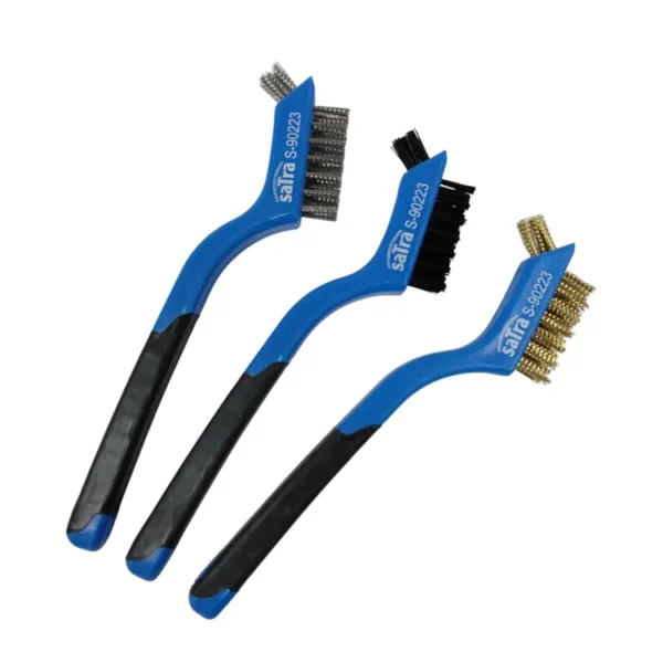 SATRA 3x Draht Bürsten Set 180mm Stahl Messing Nylon