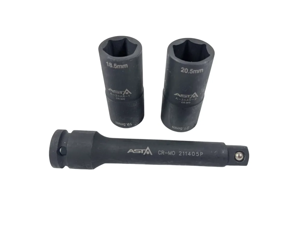 ASTA Kraft Stecknüsse Satz 18.5, 19.5, 20.5, 21.5mm 3tlg 1/2'' passend für Ford Alufelgen