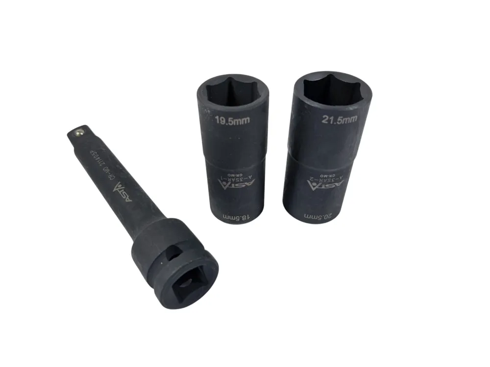 ASTA Kraft Stecknüsse Satz 18.5, 19.5, 20.5, 21.5mm 3tlg 1/2'' passend für Ford Alufelgen – Bild 2