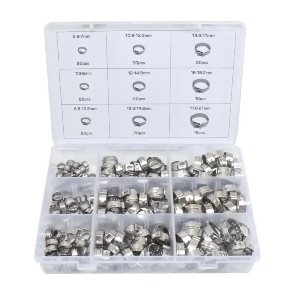 ASTA Schlauchschellen Ohrschellen Edelstahl Sortiment 170 tlg. 5,8-21mm